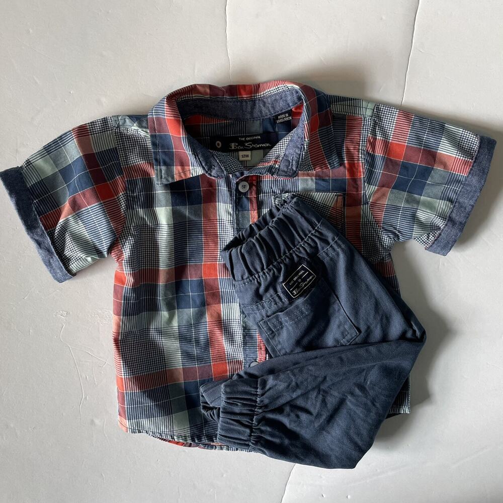 Ben Sherman Boys Plaid 2 Piece Outfit Size 12M